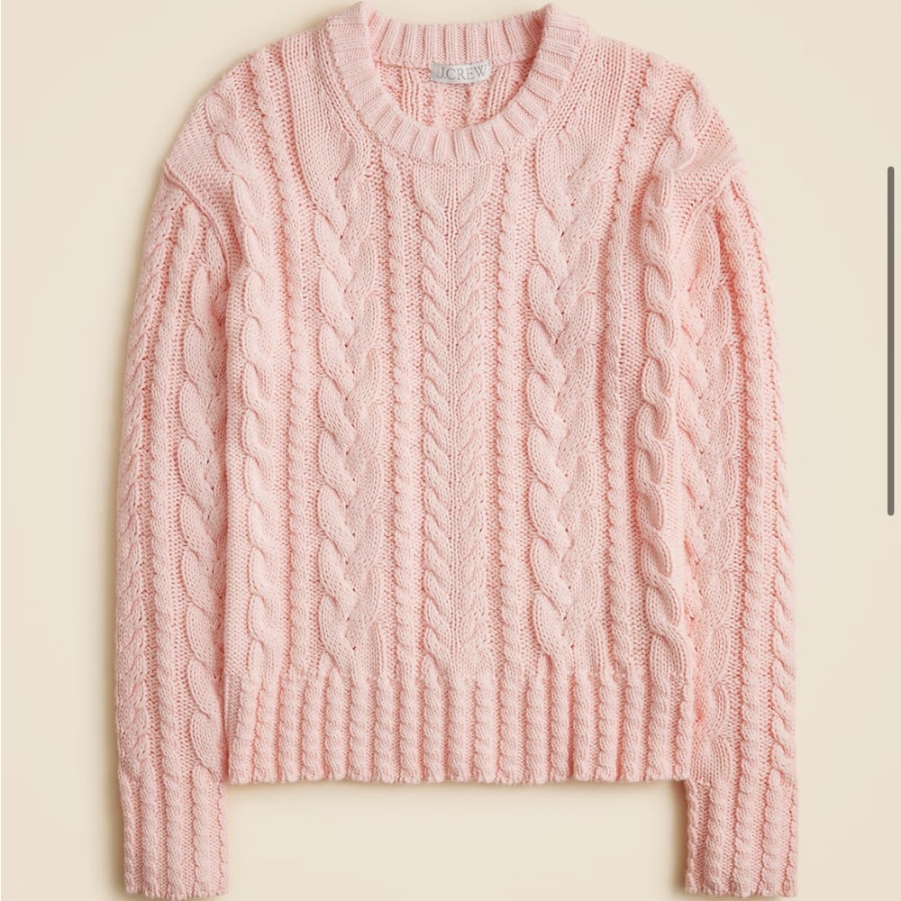 J. Crew Cableknit Crewneck Sweater in Delicate Bloom